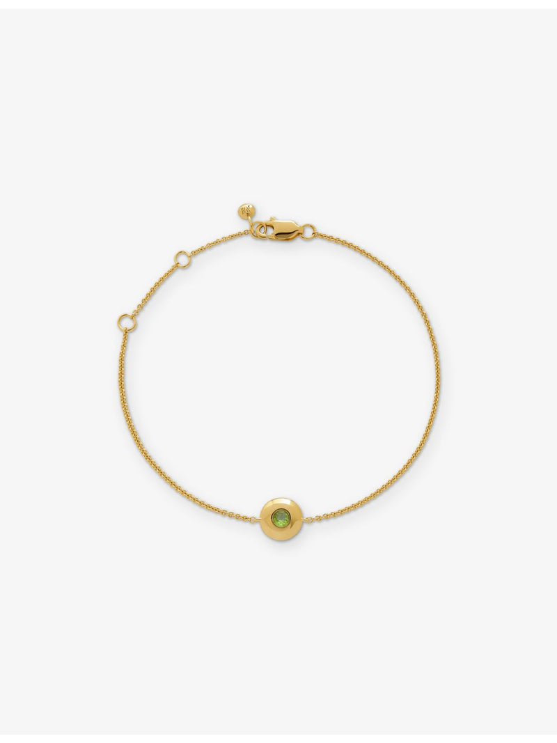 Monica Vinader August birthstone peridot bracelet in 18ct gold vermeil (British brand)