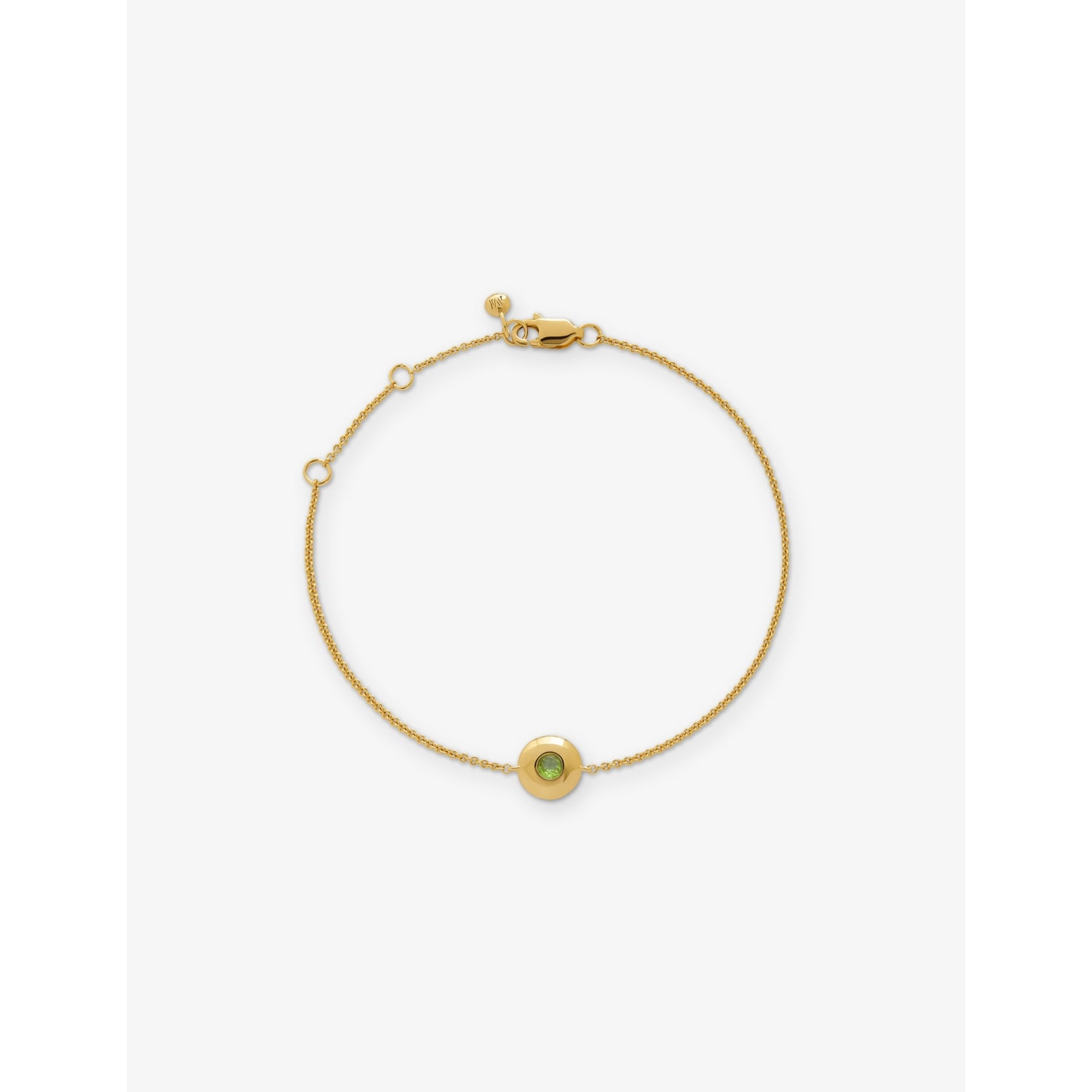 Monica Vinader August birthstone peridot bracelet in 18ct gold vermeil (British brand)