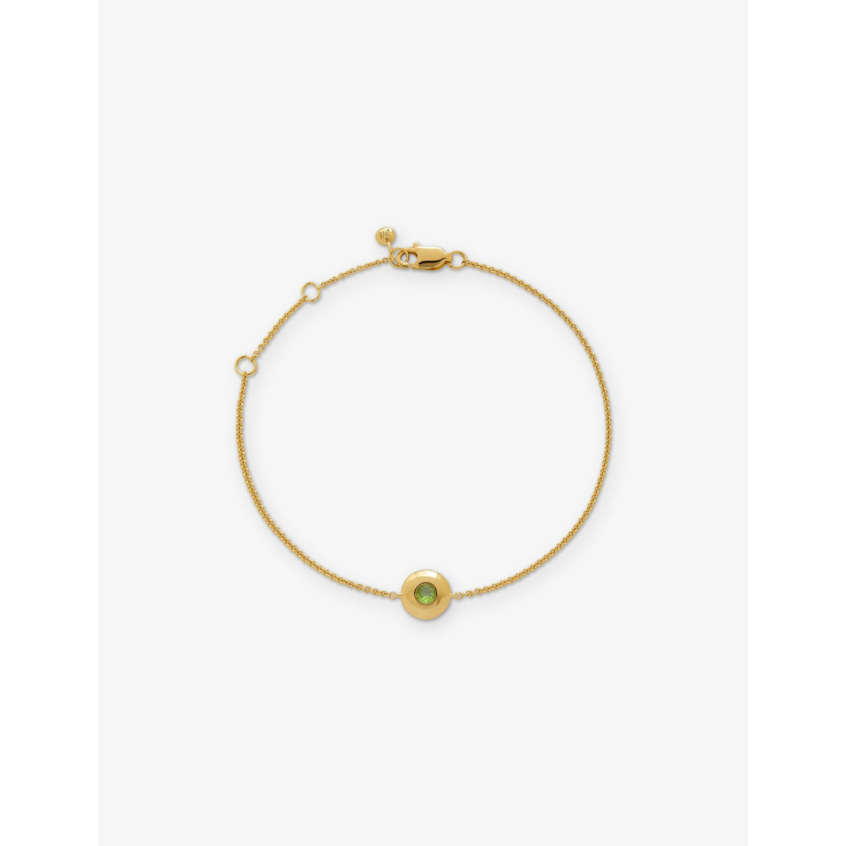 Monica Vinader August birthstone peridot bracelet in 18ct gold vermeil (British brand)