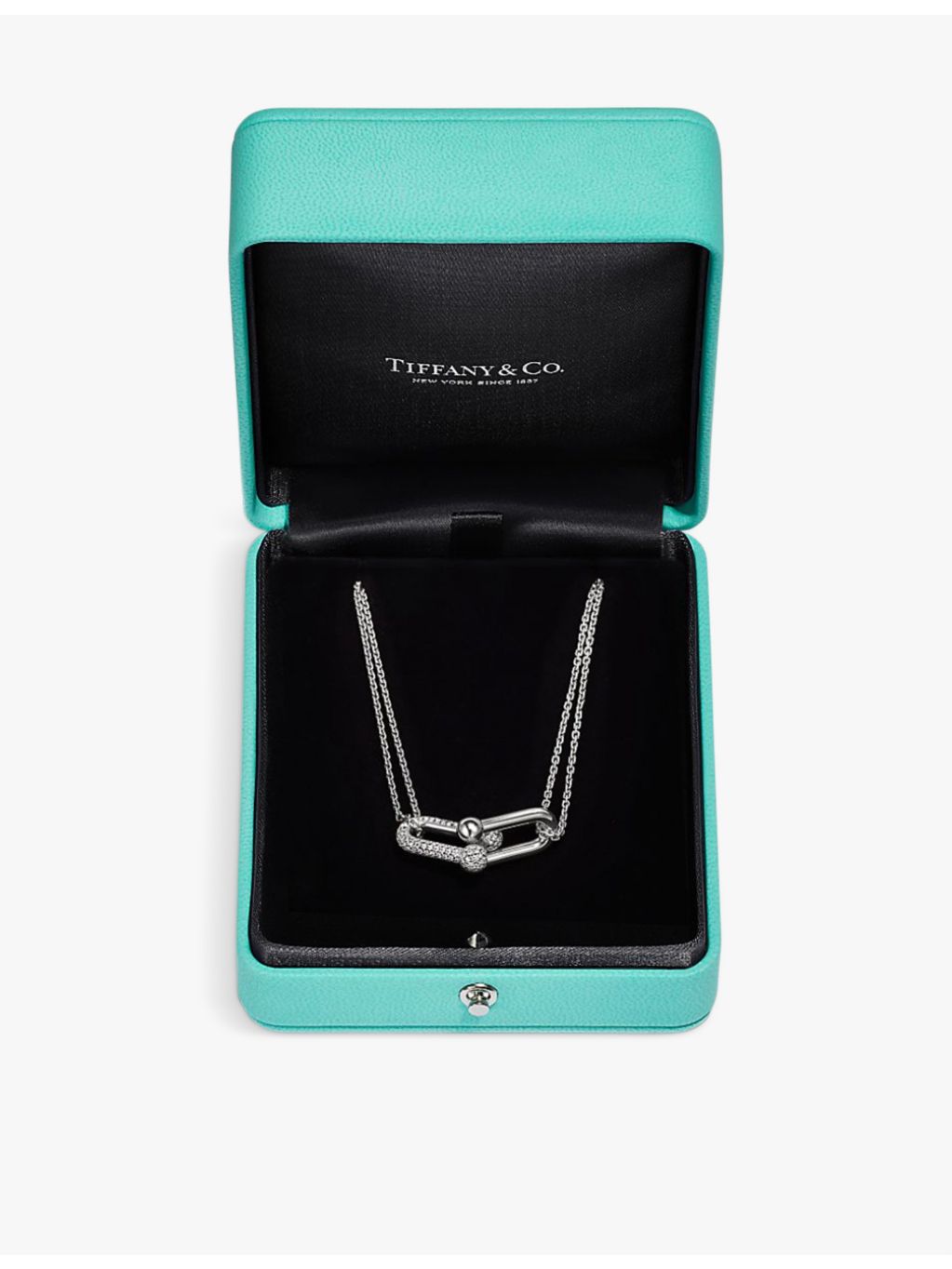 Tiffany HardWear 18ct white gold pavé diamond necklace, UK version