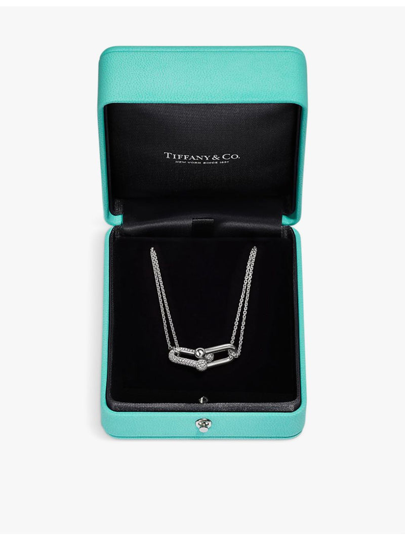 Tiffany HardWear 18ct white gold pavé diamond necklace, UK version