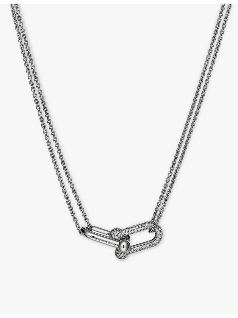 Tiffany HardWear 18ct white gold pavé diamond necklace, UK version