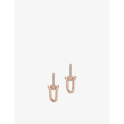 selfridges Tiffany & Co. HardWear Large Link 18ct Rose Gold and 1.18ct Diamond Earrings- Buy online at McGrocer