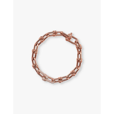 selfridges Tiffany HardWear Medium Link 18ct Rose-Gold 1.39ct Diamond Bracelet- Buy online at McGrocer