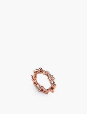 Tiffany & Co. HardWear Small Link 18ct Rose-Gold and 0.26ct Diamond Ring