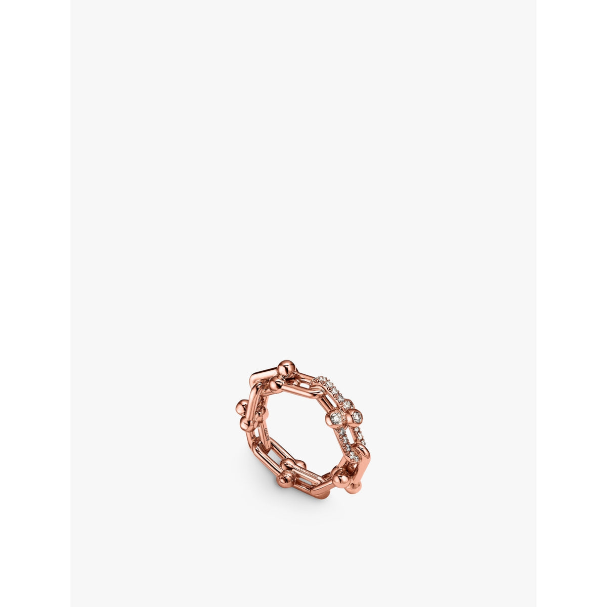 Tiffany HardWear Small Link 18ct rose-gold and 0.26ct diamond ring - L