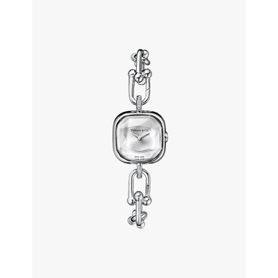 selfridges Tiffany & Co. HardWear Sterling Silver and Steel 0.07ct Diamond Watch 24.5mm- Buy online at McGrocer