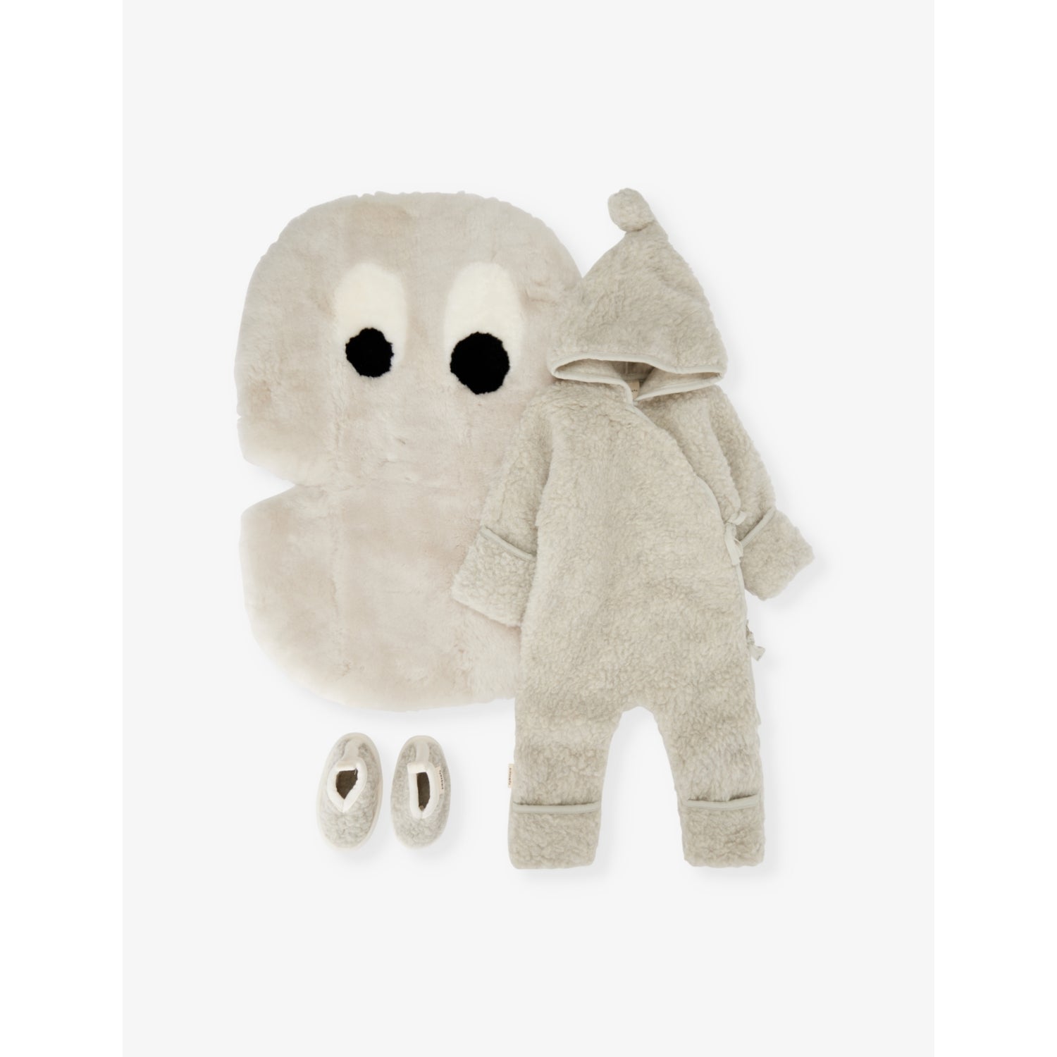 BINIBAMBA Peekaboo three-piece sheepskin set 0-12 months, imported from the UK