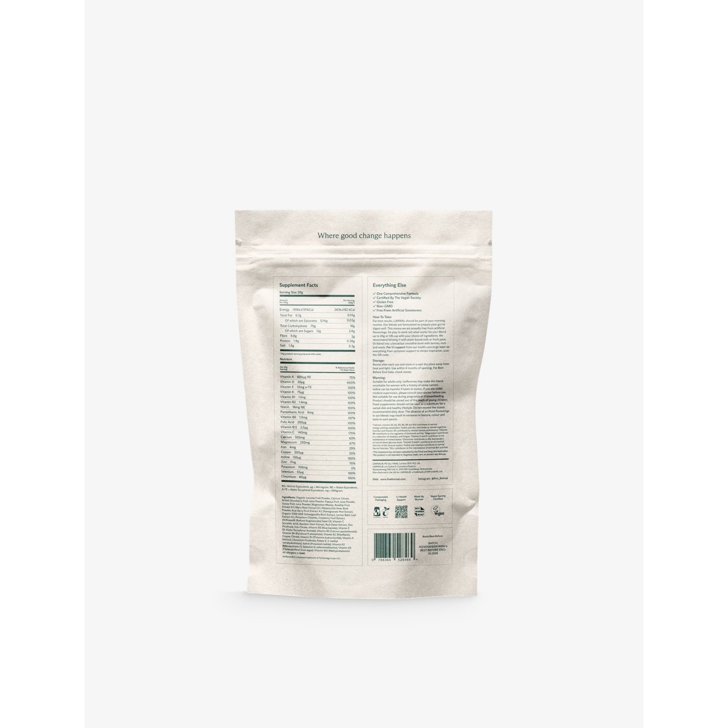 Liminal Meno Boost menopause supplement powder 30-day supply (British brand)
