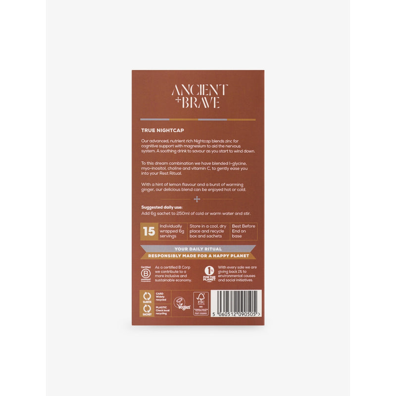 Ancient + Brave True Nightcap sleep drink sachets 15 pack, UK version