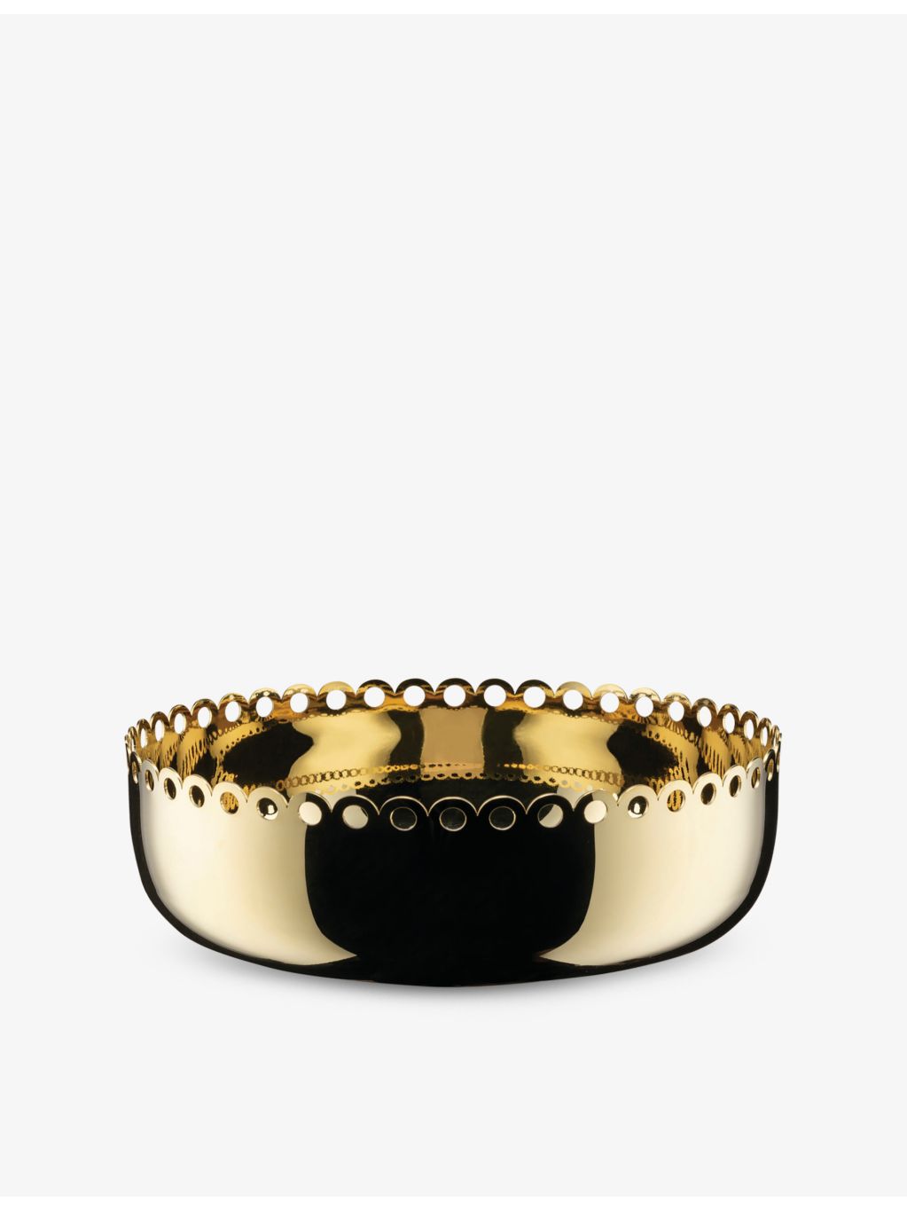 Alessi Edges brass basket with scalloped rim 21cm, UK version