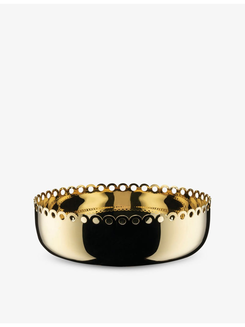 Alessi Edges brass basket with scalloped rim 21cm, UK version