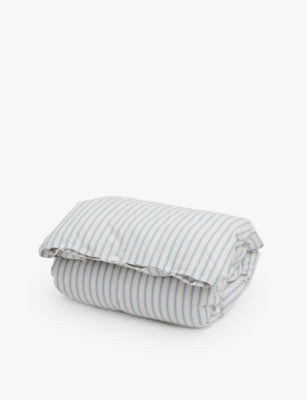 Tekla Percale Stripe-Pattern Cotton Duvet Cover