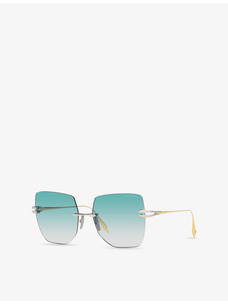 Dita irregular-frame metal sunglasses, imported from the UK