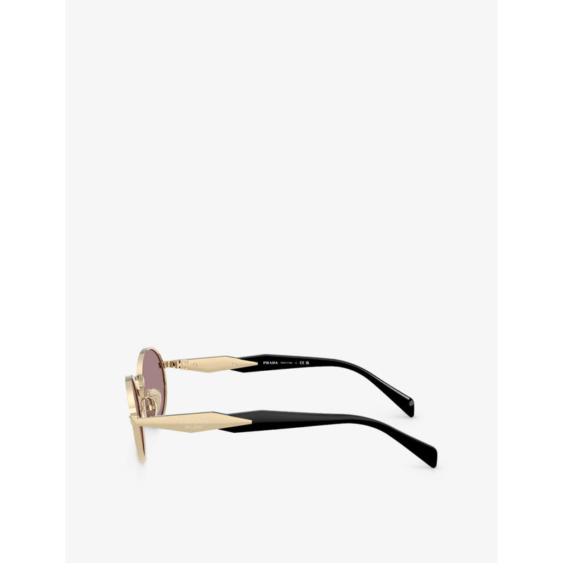 Prada PR 65ZS oval-frame metal sunglasses, imported from the UK