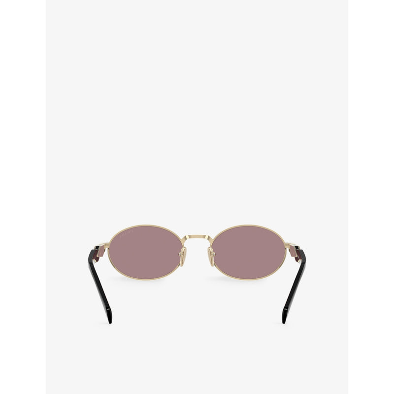 Prada PR 65ZS oval-frame metal sunglasses, imported from the UK