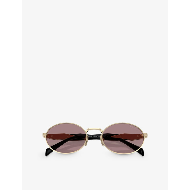 Prada PR 65ZS oval-frame metal sunglasses, imported from the UK