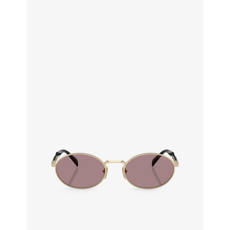 Prada PR 65ZS oval-frame metal sunglasses, imported from the UK