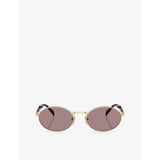 Prada PR 65ZS oval-frame metal sunglasses, imported from the UK