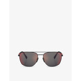 Prada Linea Rossa PS 54ZS Pilot-Frame Steel Sunglasses