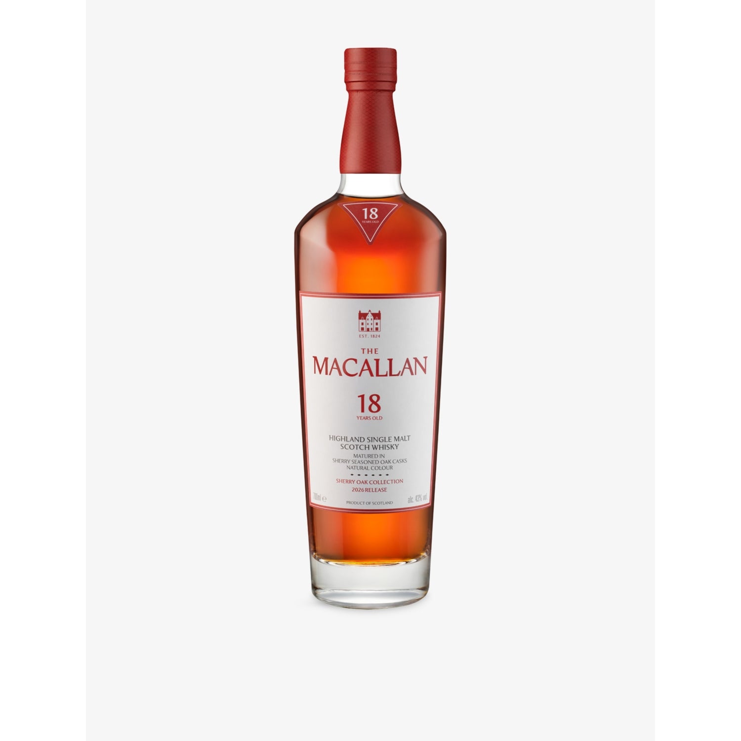 Macallan 18 Year Old Sherry Oak single malt Scotch 700ml - British product