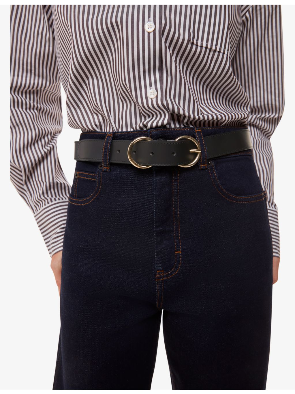 Whistles double-ring buckle leather belt 92.7cm, imported from the UK
