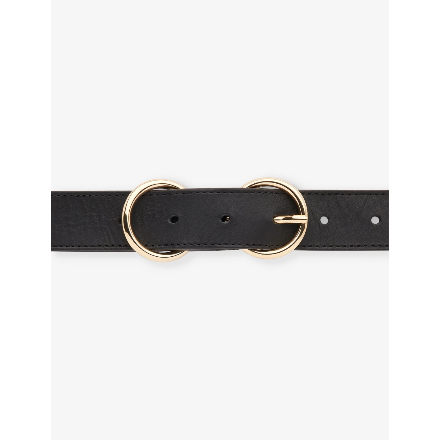 Double-ring buckle leather belt - S