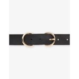 Double-ring buckle leather belt - S