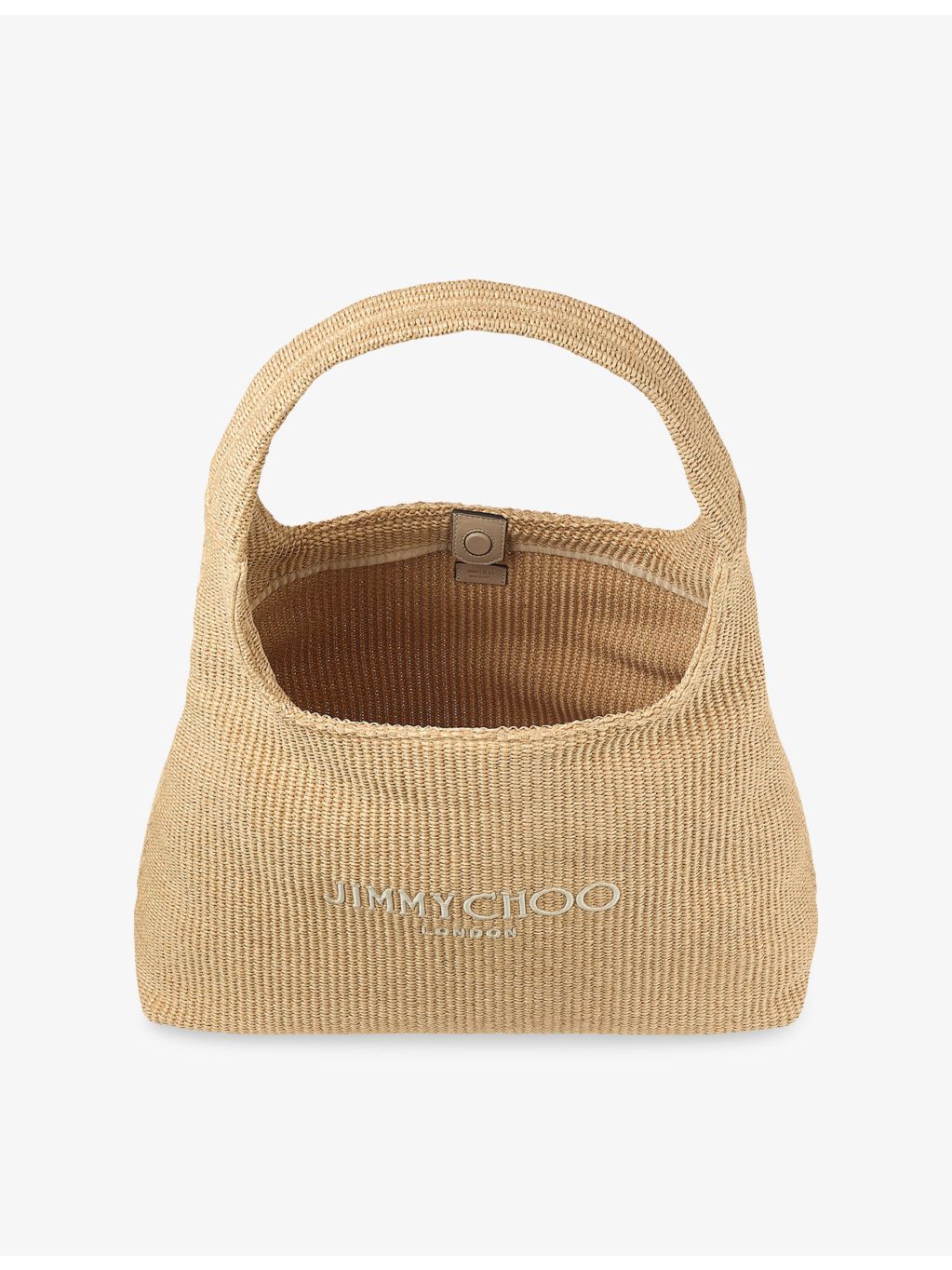 Jimmy Choo diamond logo-embroidered raffia hobo bag - British product