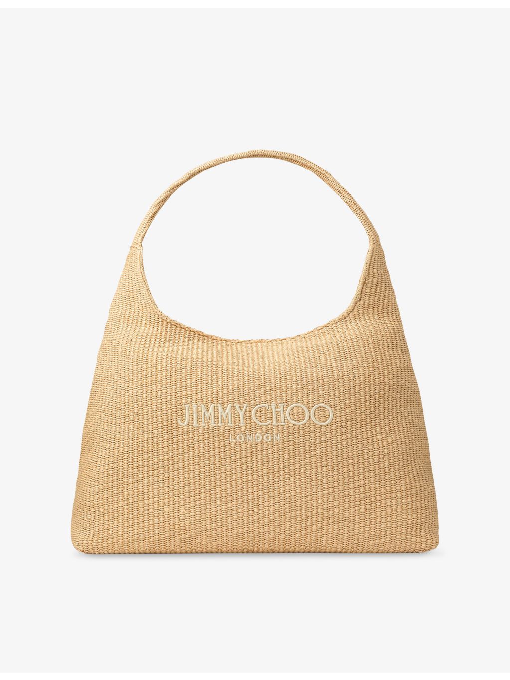Jimmy Choo diamond logo-embroidered raffia hobo bag - British product