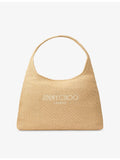 Jimmy Choo diamond logo-embroidered raffia hobo bag - British product