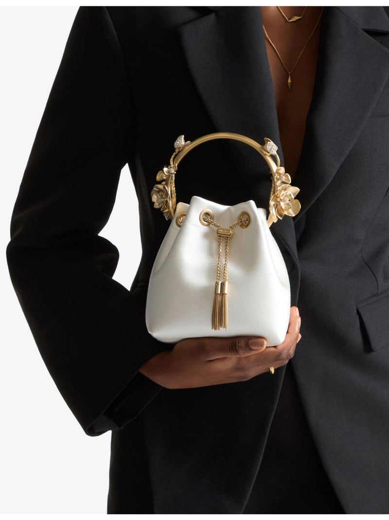 Jimmy Choo satin flower-embellished cross-body bag (British brand)