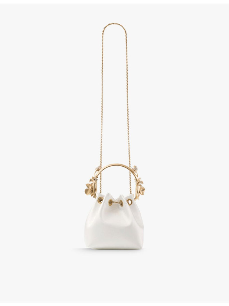 Jimmy Choo satin flower-embellished cross-body bag (British brand)