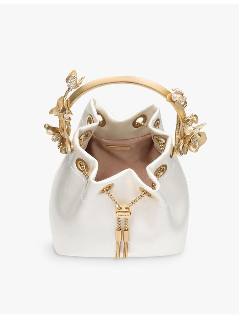 Jimmy Choo satin flower-embellished cross-body bag (British brand)