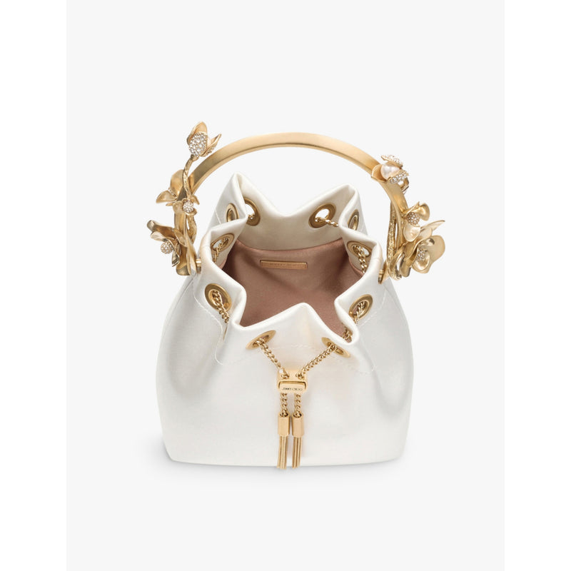 Jimmy Choo satin flower-embellished cross-body bag (British brand)
