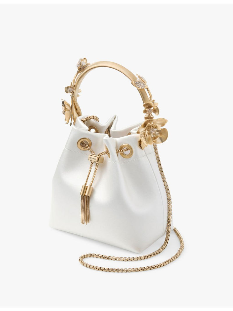 Jimmy Choo satin flower-embellished cross-body bag (British brand)