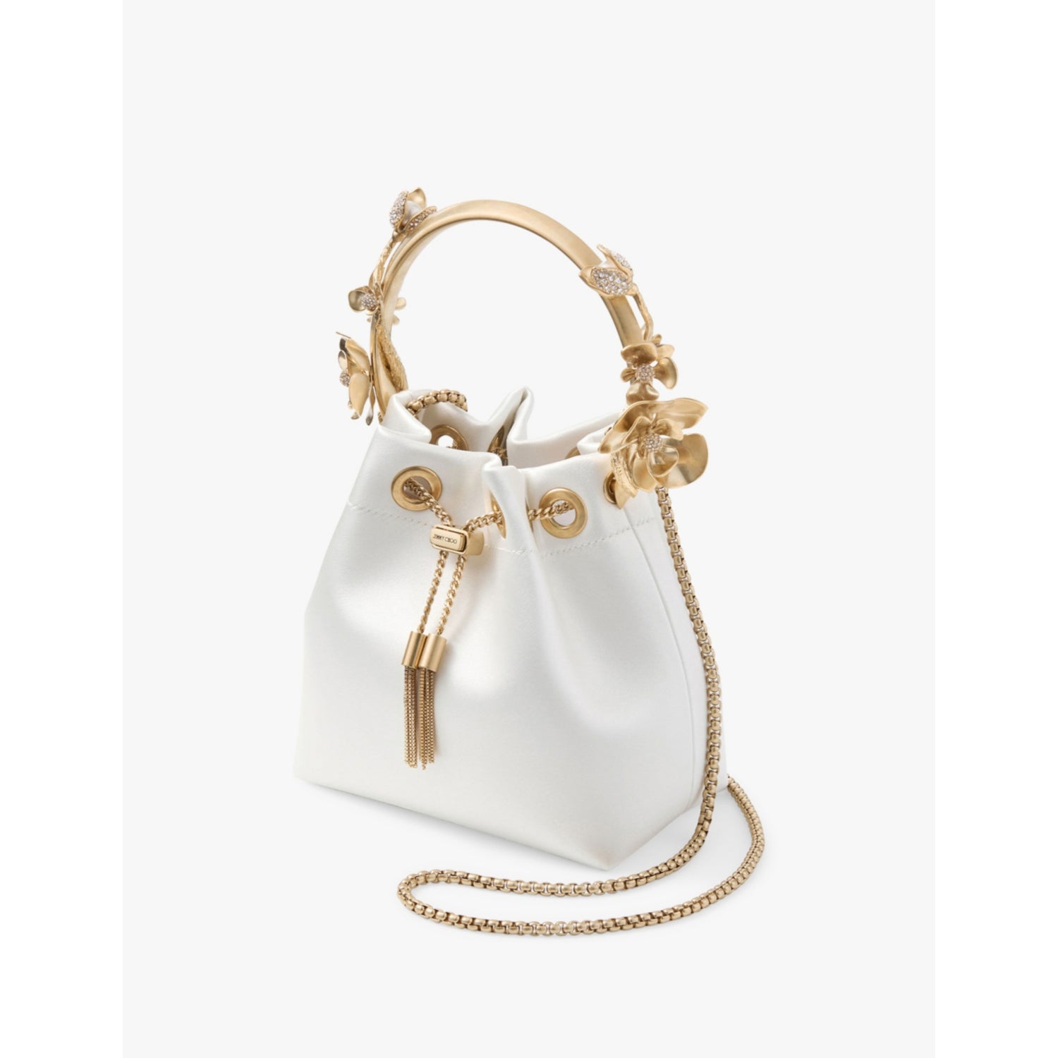 Jimmy Choo satin flower-embellished cross-body bag (British brand)