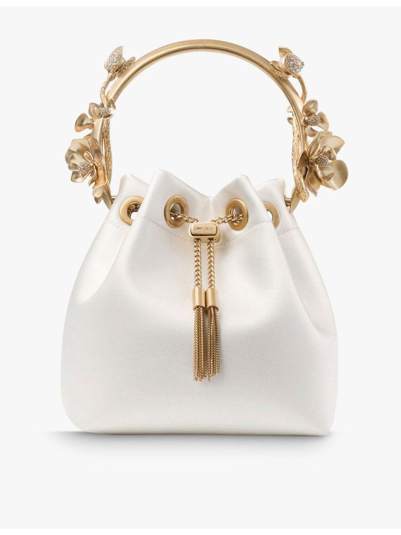 Jimmy Choo satin flower-embellished cross-body bag (British brand)