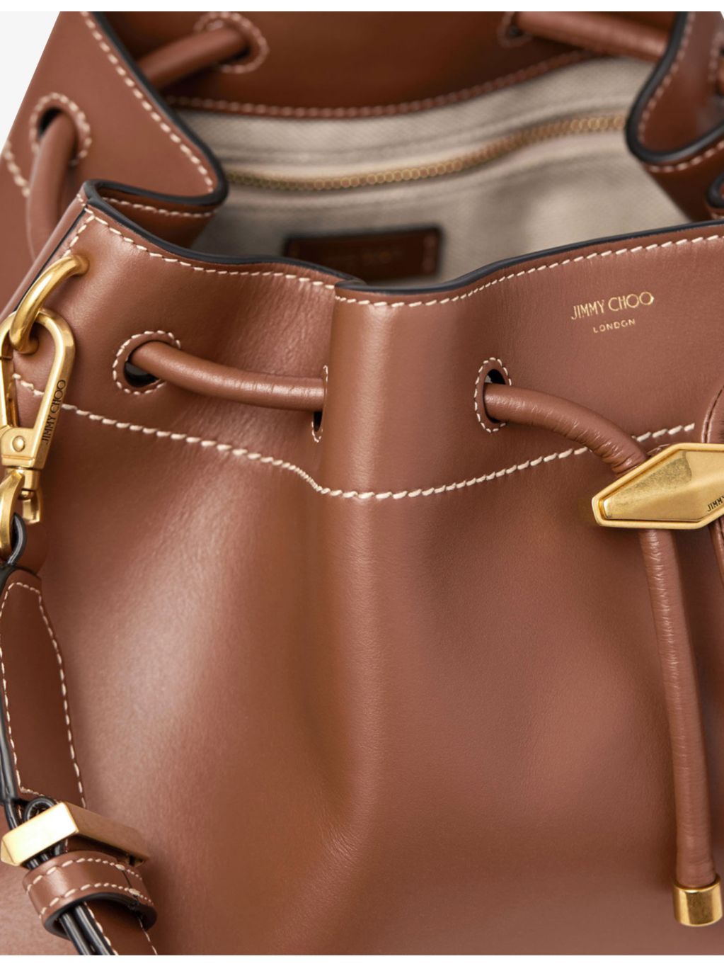 Jimmy Choo Bon Bon leather bucket bag with gold hardware (British brand)