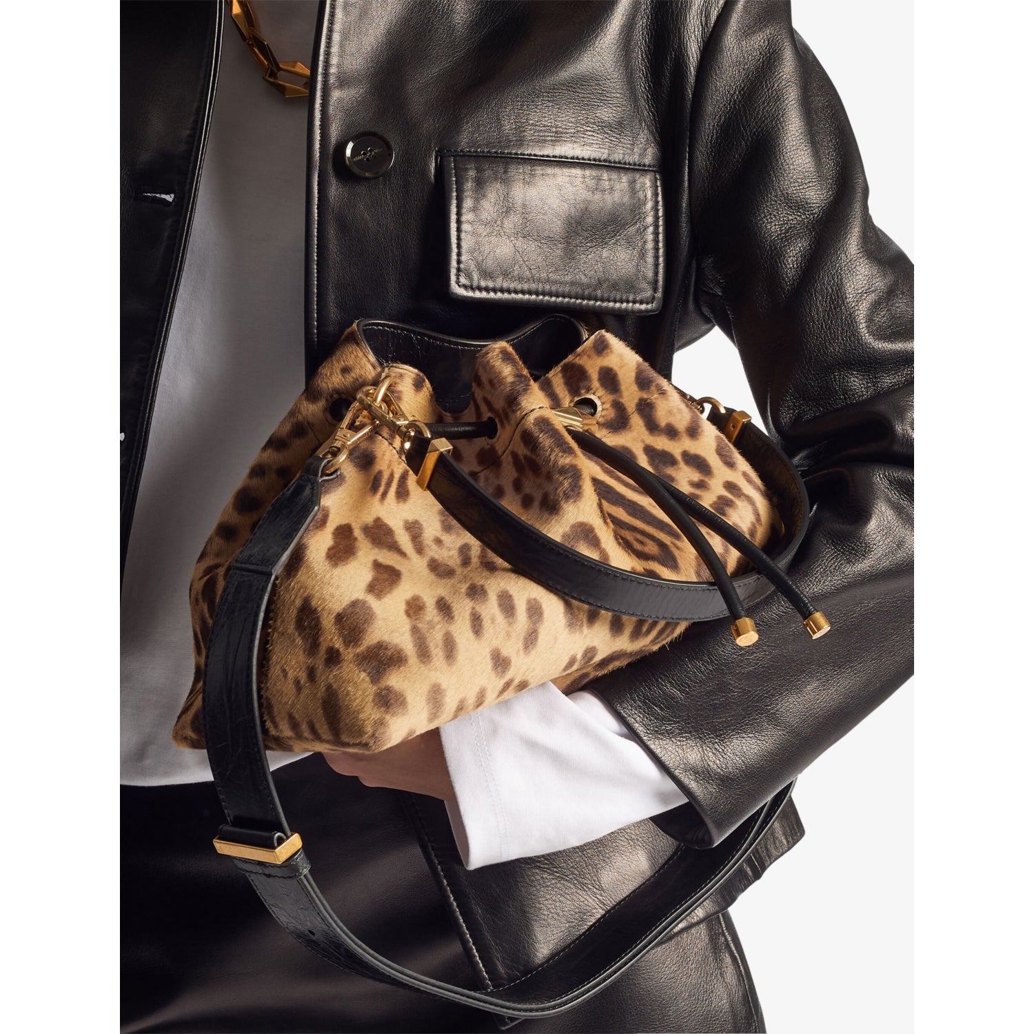 Jimmy Choo leopard-print suede medium shoulder bag, UK version