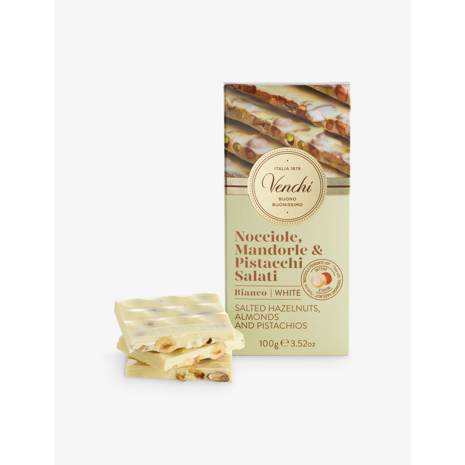 Venchi salted nuts white chocolate bar 100g, UK version