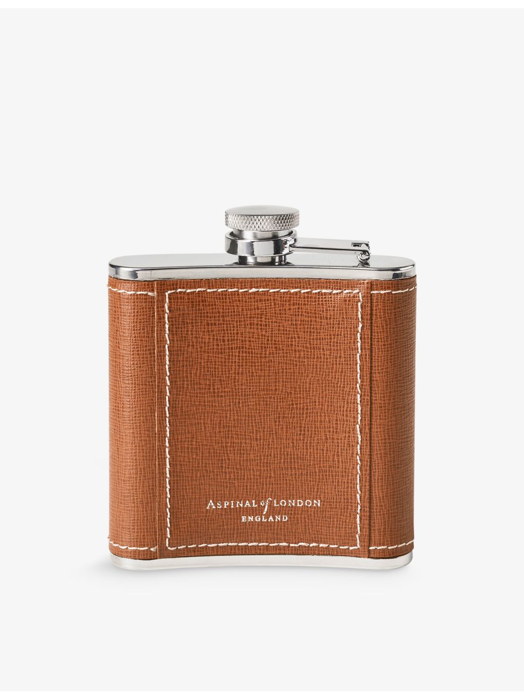 Aspinal of London stainless steel and leather hip flask - British product