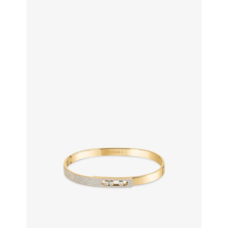 Move Noa 18ct yellow-gold and 0.90ct pavé-diamond bangle - S