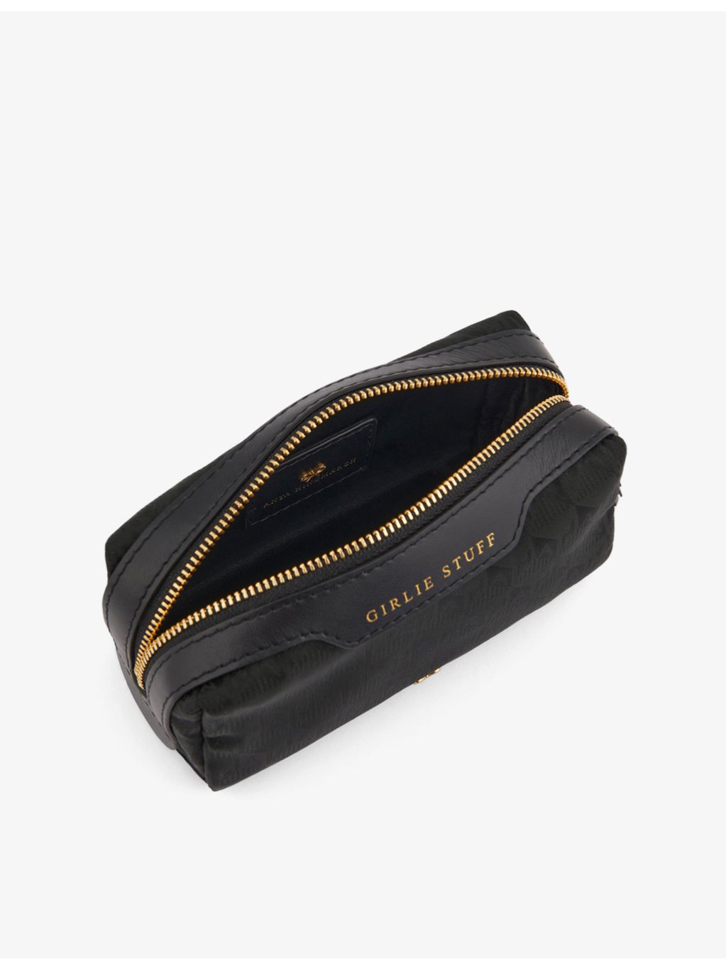 Anya Hindmarch Girlie Stuff logo-jacquard nylon pouch, imported from the UK