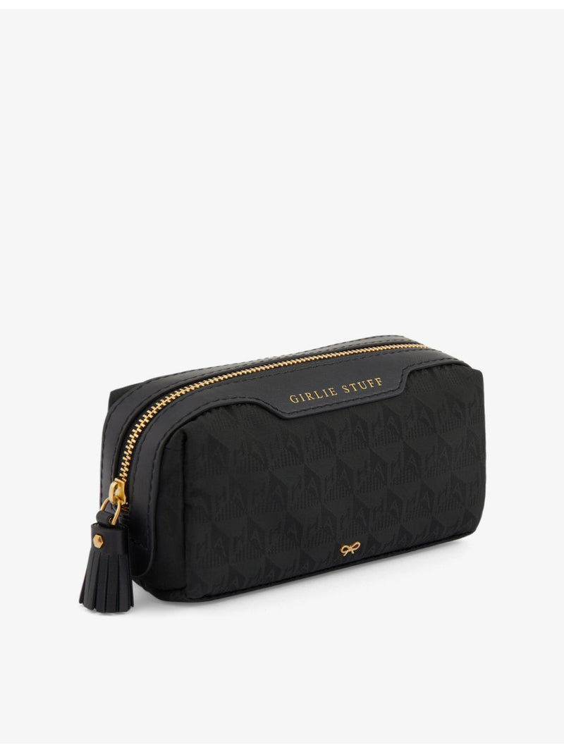 Anya Hindmarch Girlie Stuff logo-jacquard nylon pouch, imported from the UK