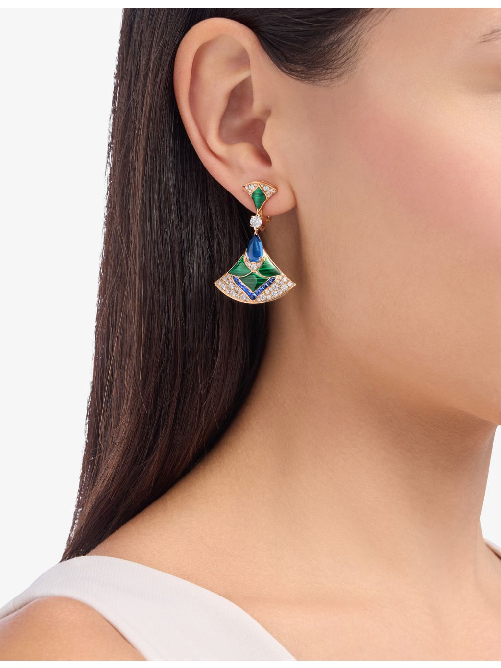 Bulgari Divas Dream earrings rose gold diamonds sapphire (British brand)