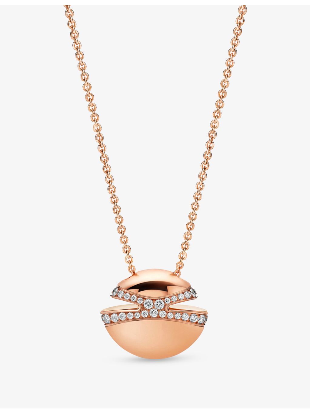 Bvlgari 18ct rose gold diamond pendant necklace 0.55ct (British brand)