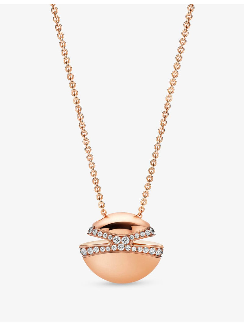 Bvlgari 18ct rose gold diamond pendant necklace 0.55ct (British brand)