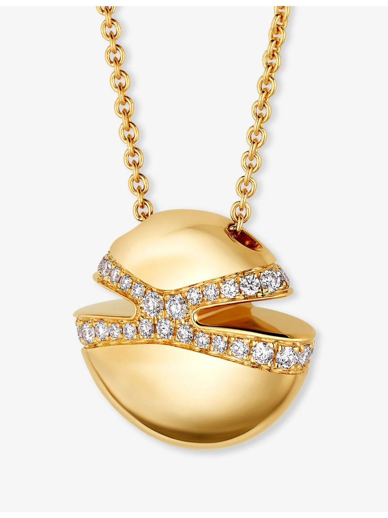 Bvlgari pavé diamond pendant necklace in 18ct yellow gold (British brand)