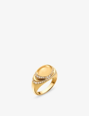 Bvlgari Cabochon 18ct Yellow Gold 0.59ct Demi Pavé Diamond Ring